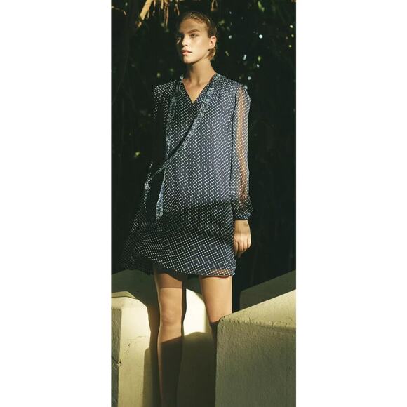 Anthropologie 11.1 Tylho Isla Chiffon Women’s Polka Dot Dress size Small - Picture 3 of 10